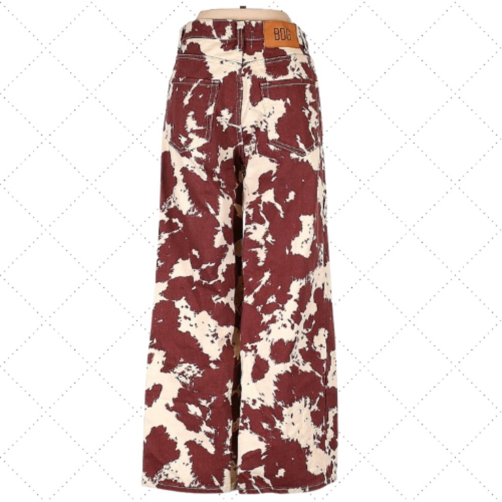 BDG jeans high waist wide leg cow print brown/burgundy white size 26 - Picture 3 of 12